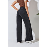 Jean taille haute coupe droite en denim ample amincissant à jambe large